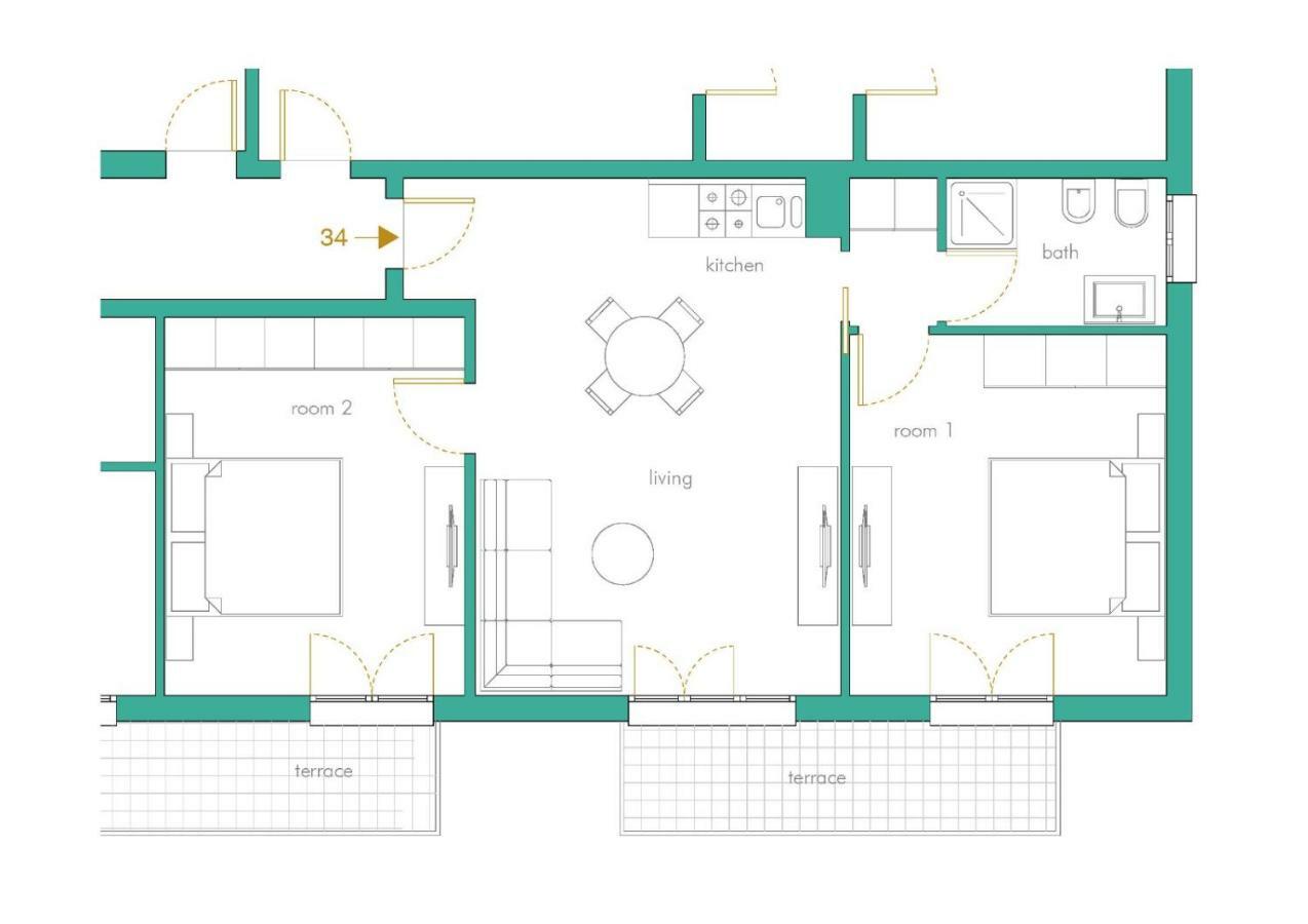 Deluxe Apartment mit 2 Schlafzimmern und Gartenblick